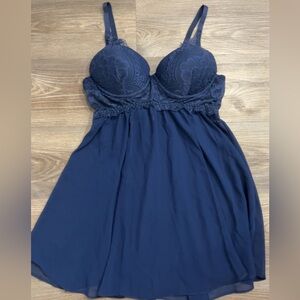 5for$45 Lingerie Sale! Details below! Elegant Lace Trim Navy Nightgown